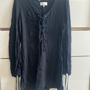 Kendall & Kylie Black Lace-Up Long Sleeve Dress